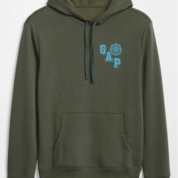 NWT GAP Men XL Crest Athletic Logo Pullover Hoodie Sweatshirt Jacket in Green - Picture 2 of 9